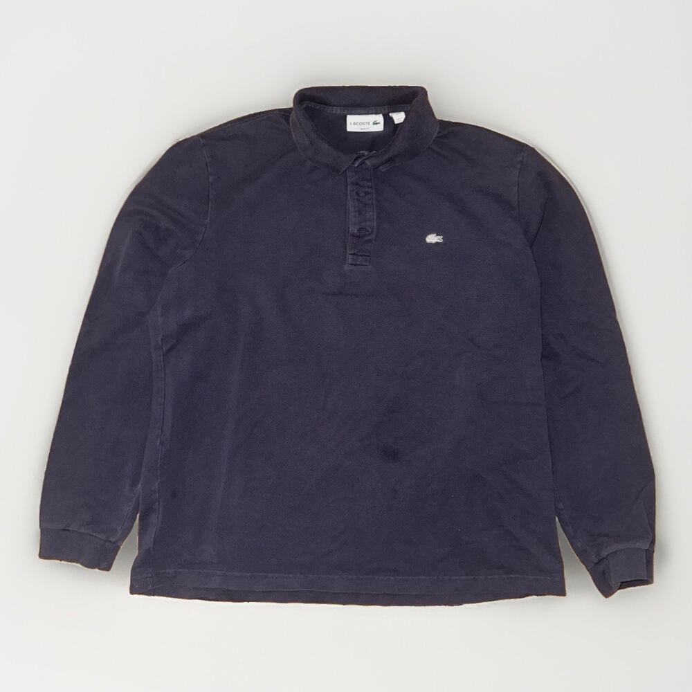 Lacoste Classic Fit Mesh Long Sleeve Golf Polo Casual Shirt Navy Blue XL FR 7